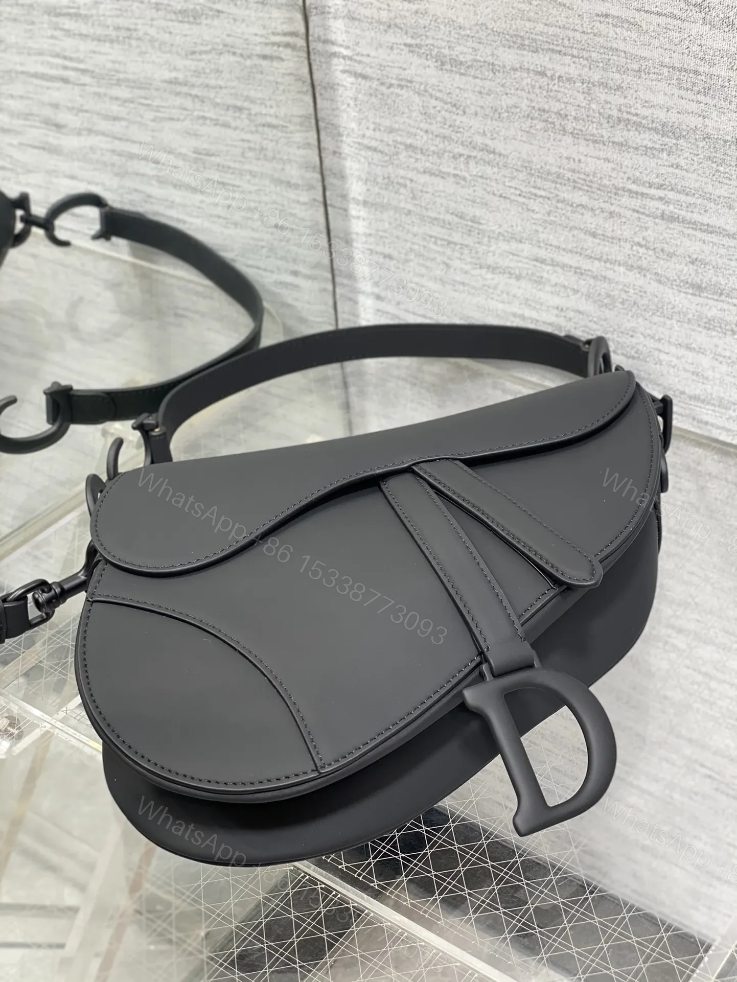 View 5 of Dior Saddle Bag in Black with Black Hardware