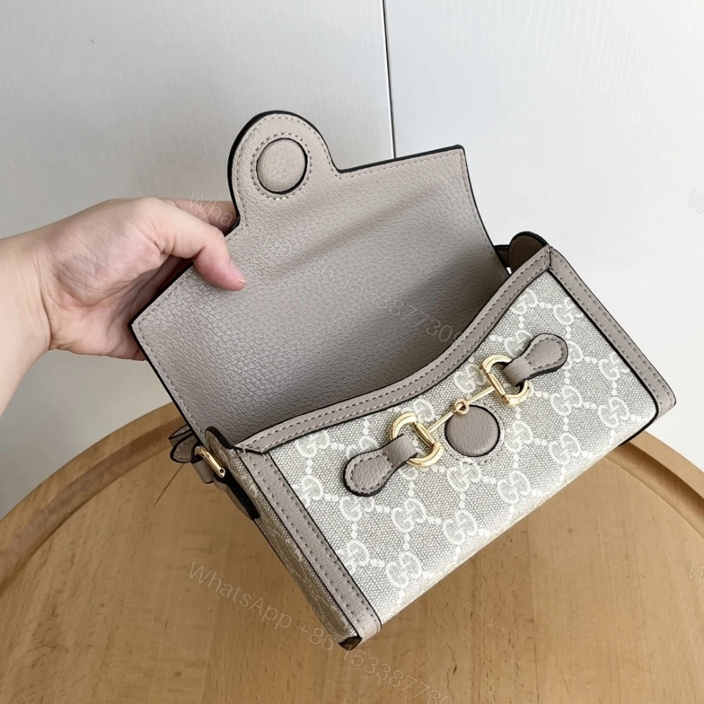 View 8 of Gucci Horsebit 1955 Mini Bag‎ Beige And White GG Supreme 18Cm ‎699296 UULBG 9683