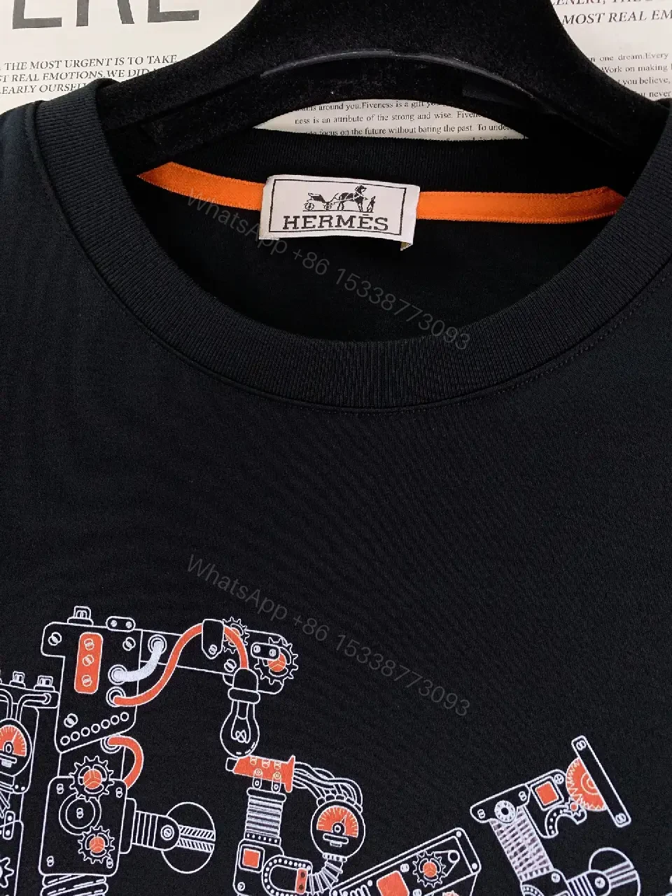 View 3 of Black Cotton Graphic Tee: Luxe-Inspired Statement Tee