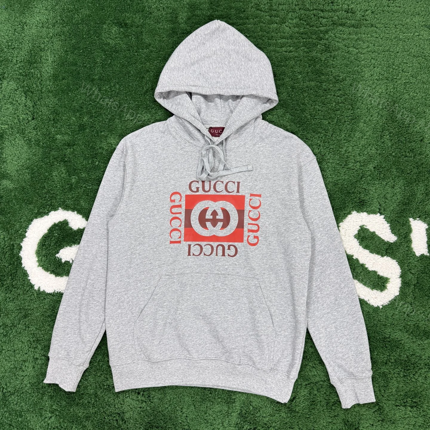 Gucci一比一男士連帽衛衣灰色LOGO印花潮流百搭款 — view 1
