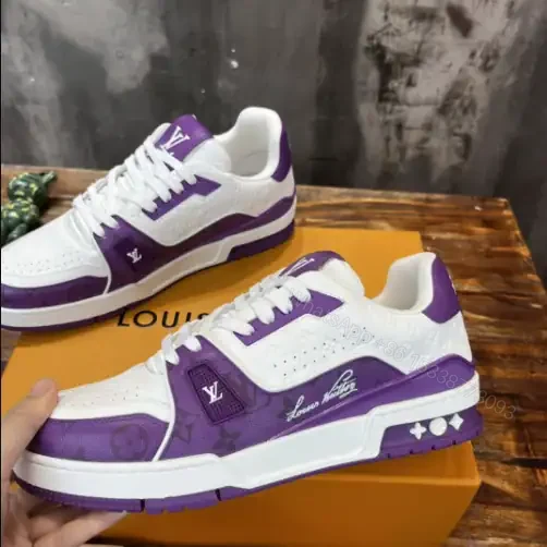 View 5 of LOUIS VUITTON TRAINE SNEAKERS IN WHITE AND PURPLE – LSVT383