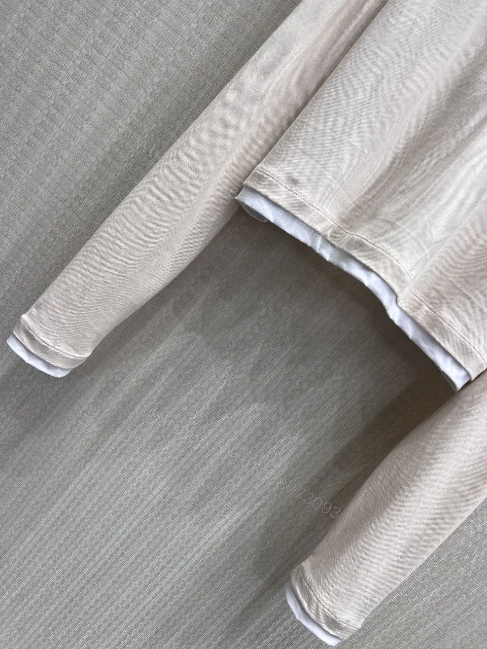 View 9 of Off-White/Cream Knit Cropped Polo Shirt with Ribbed Trim and Logo