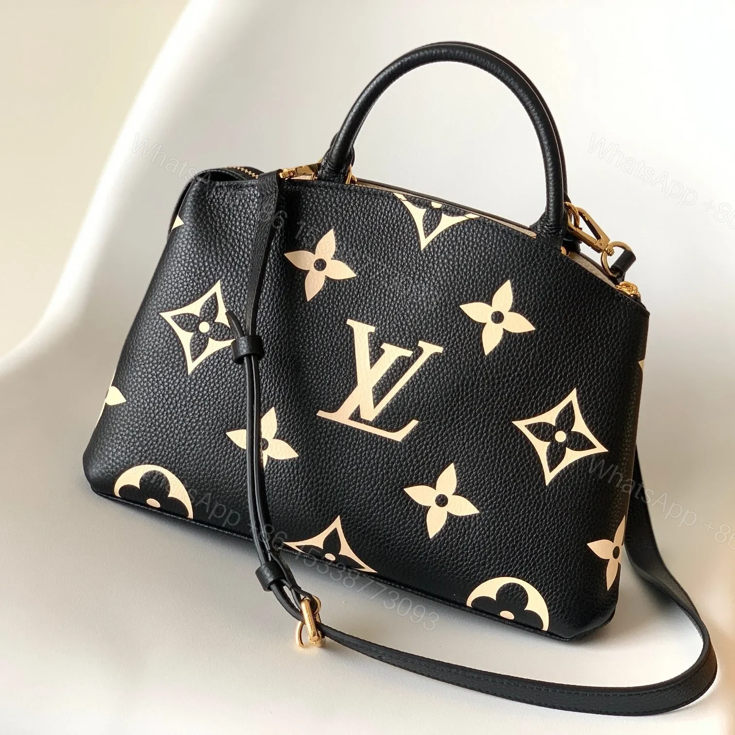 View 3 of LV PETIT PALAIS PM MEDIUM SHOULDER BAG 29 IN BLACK MIX BEIGE