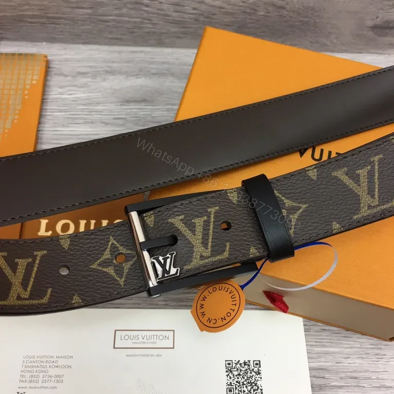 View 2 of Bold LV Monogram Belt: Italian Leather, Luxury Style, Durable Buckle