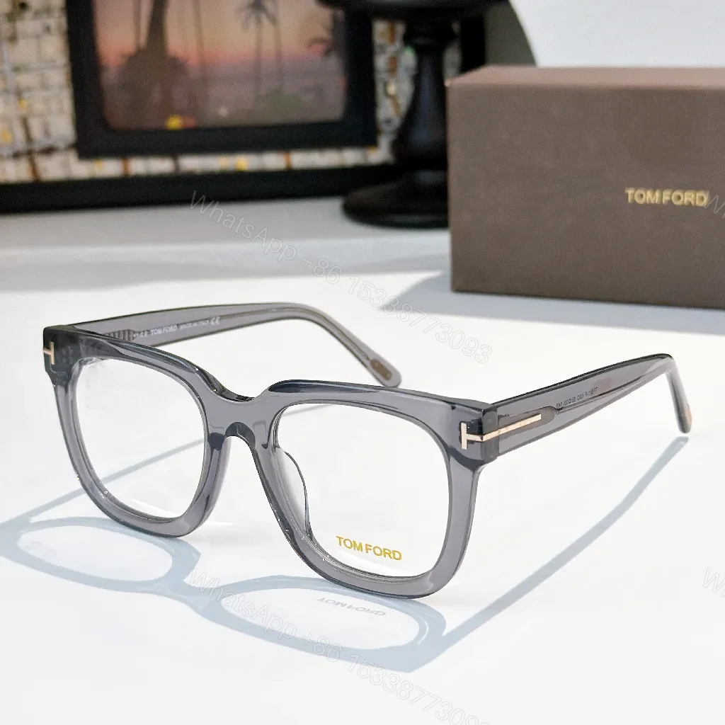 Translucent Gray Acetate Rim Glasses with Gold Accents — view 1