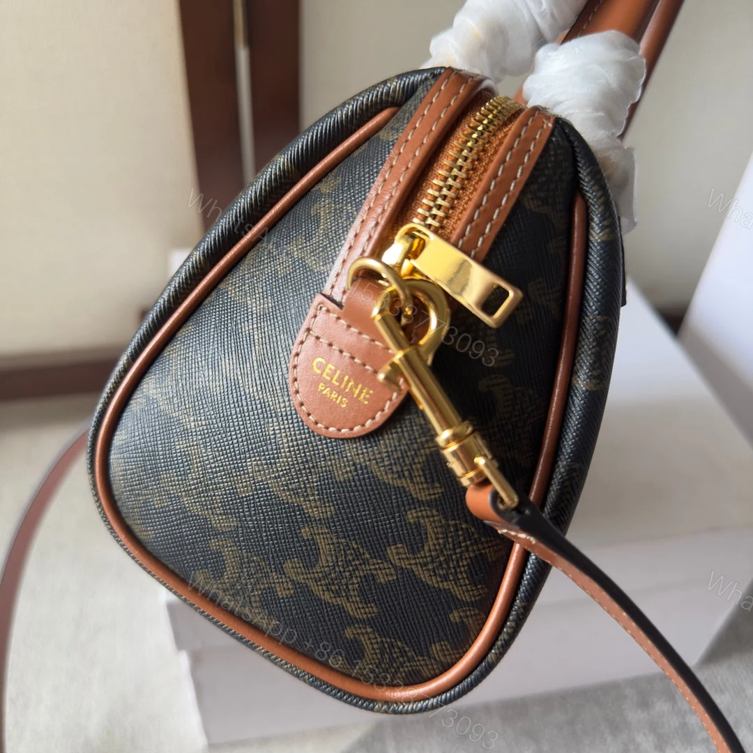 View 5 of CELINE SMALL BOSTON CUIR TRIOMPHE IN TRIOMPHE CANVAS AND CALFSKIN TAN