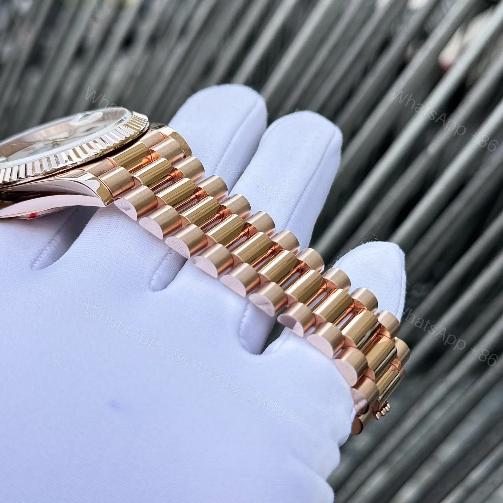 View 7 of Superclone Rolex Day-Date White Mother-of-Pearl Diamond Dial 128235-0078 36 mm