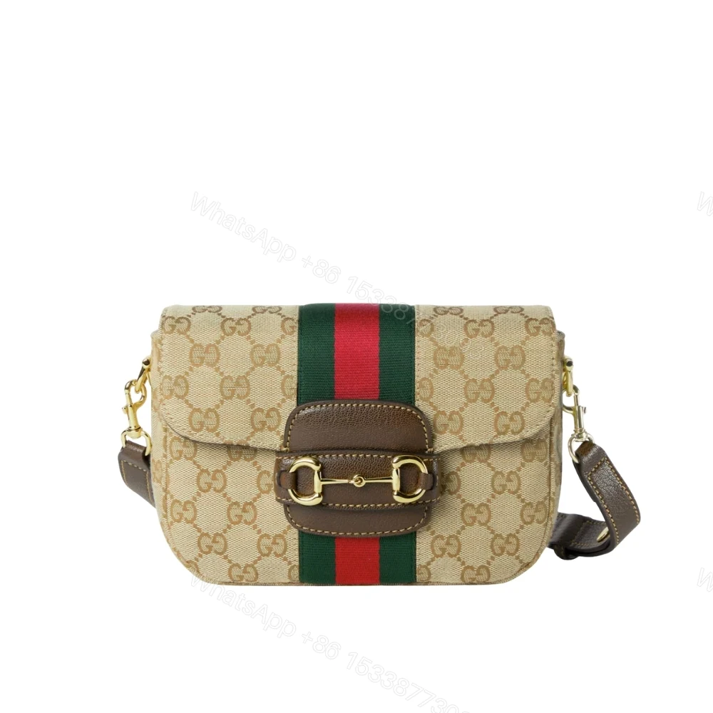 Gucci Horsebit 1955 Small Shoulder Bag GG Canvas Sand And Brown 21cm — view 1