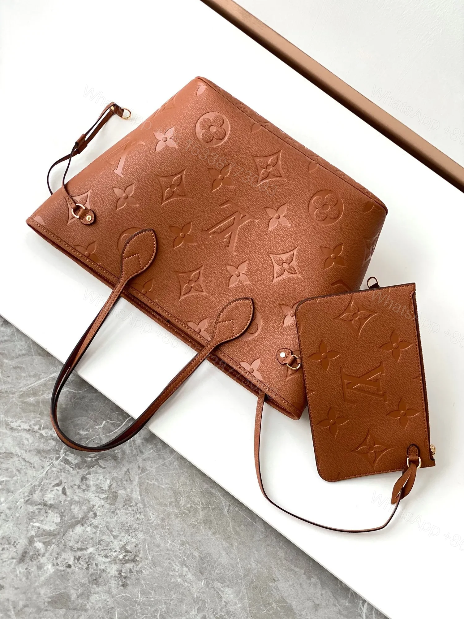 View 6 of LV NEVERFULL MM 32 BROWN MONOGRAM EMPREINTE LEATHER