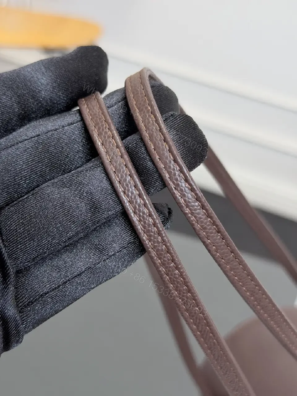 View 7 of Chic Pebbled Mini Bag: Structured, Gold Hardware, Hand-Stitched Luxury