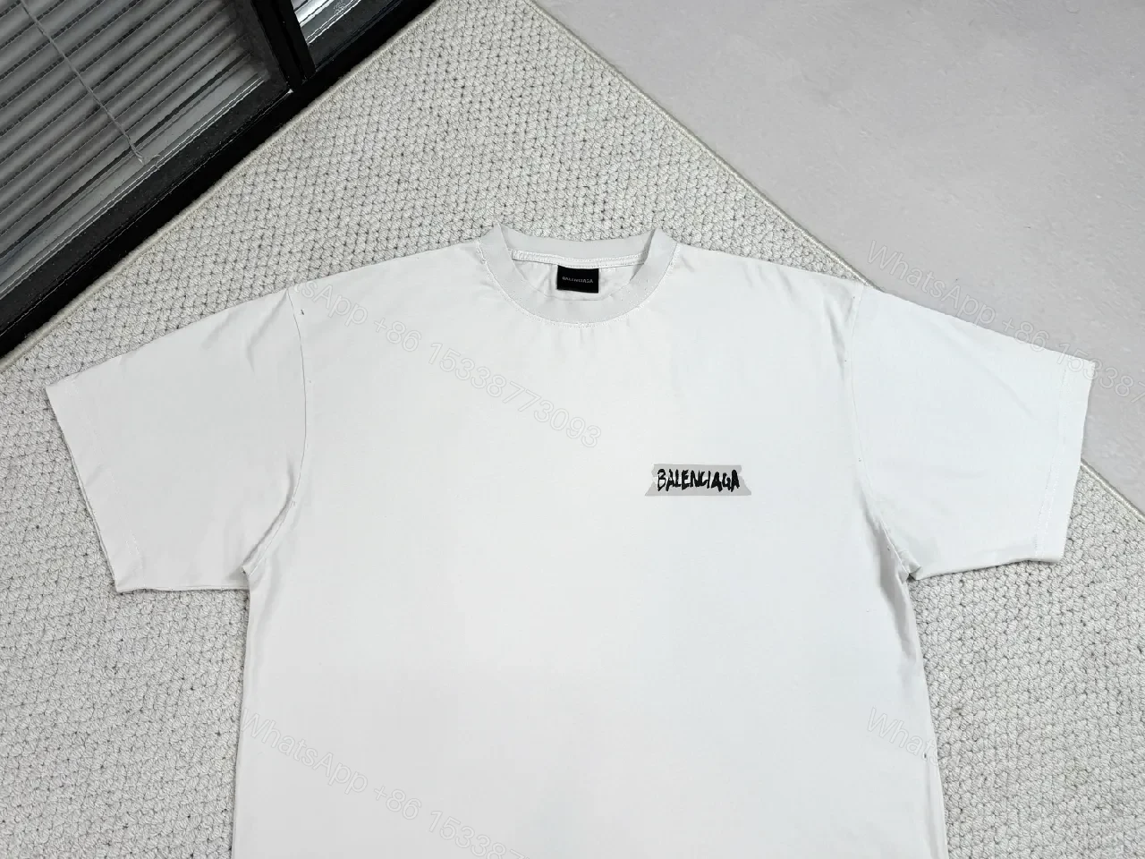 View 5 of White Cotton Tee with Minimalist Luxury Patch