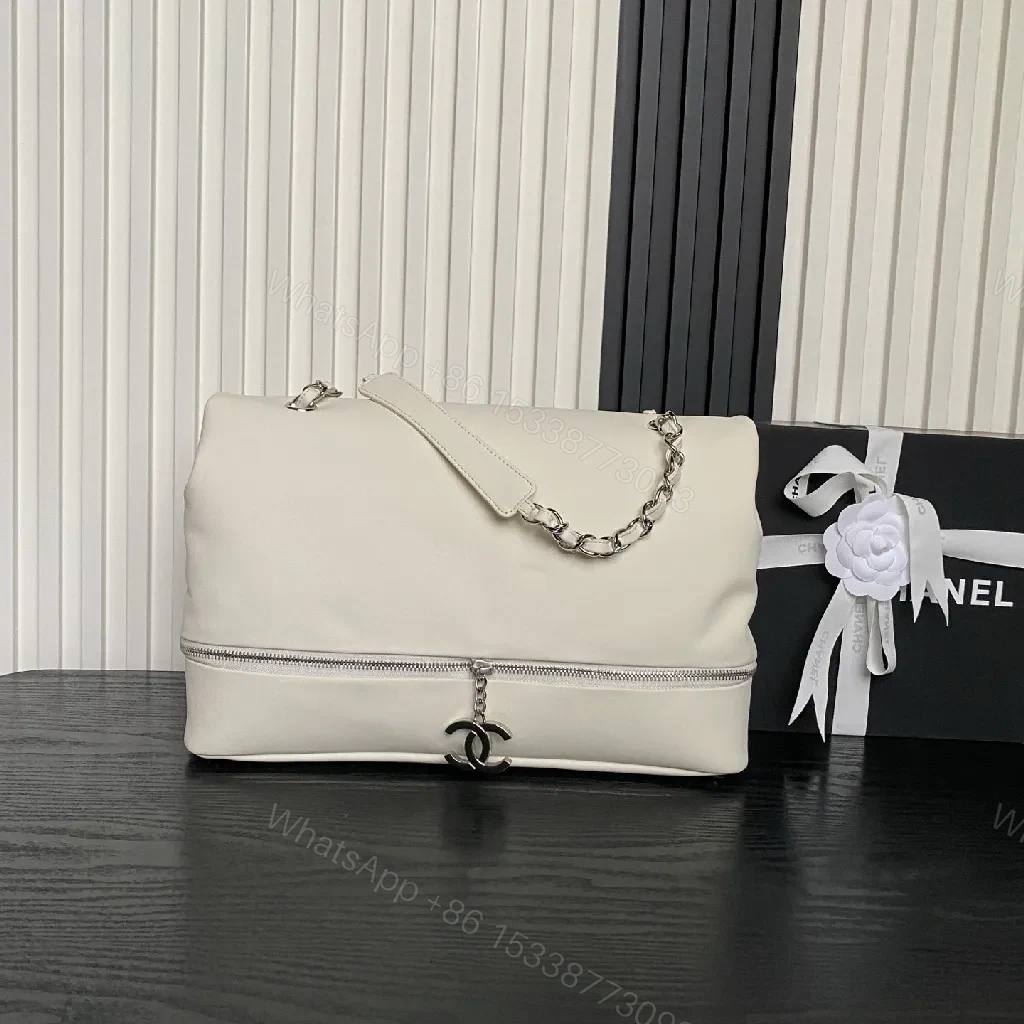 View 4 of White Leather Flap Bag: Minimalist Luxury, Structured Charm