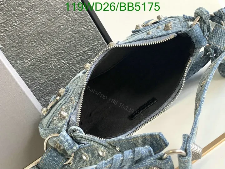 View 9 of Le Cagole Small Shoulder Bag Denim with Rhinestones Fake Balenciaga 6K8M45