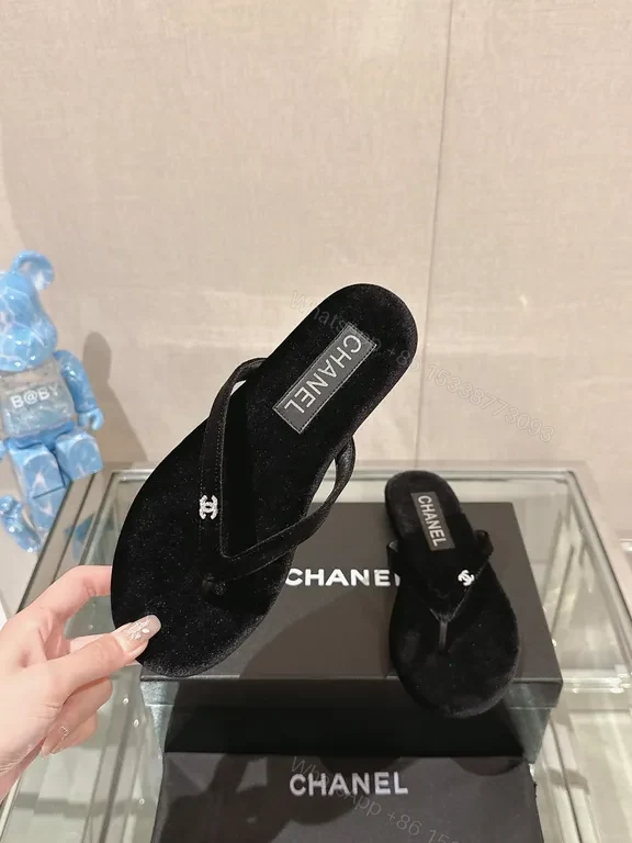 View 2 of Chic Velvet Slip-On Sandals with Luxe Chanel-Inspired Flair