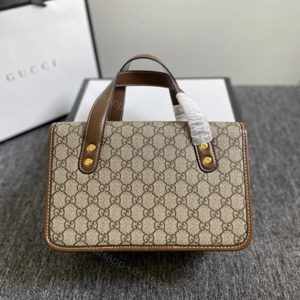 View 5 of Gucci Horsebit 1955 Top Handle Bag Beige And Ebony 27Cm