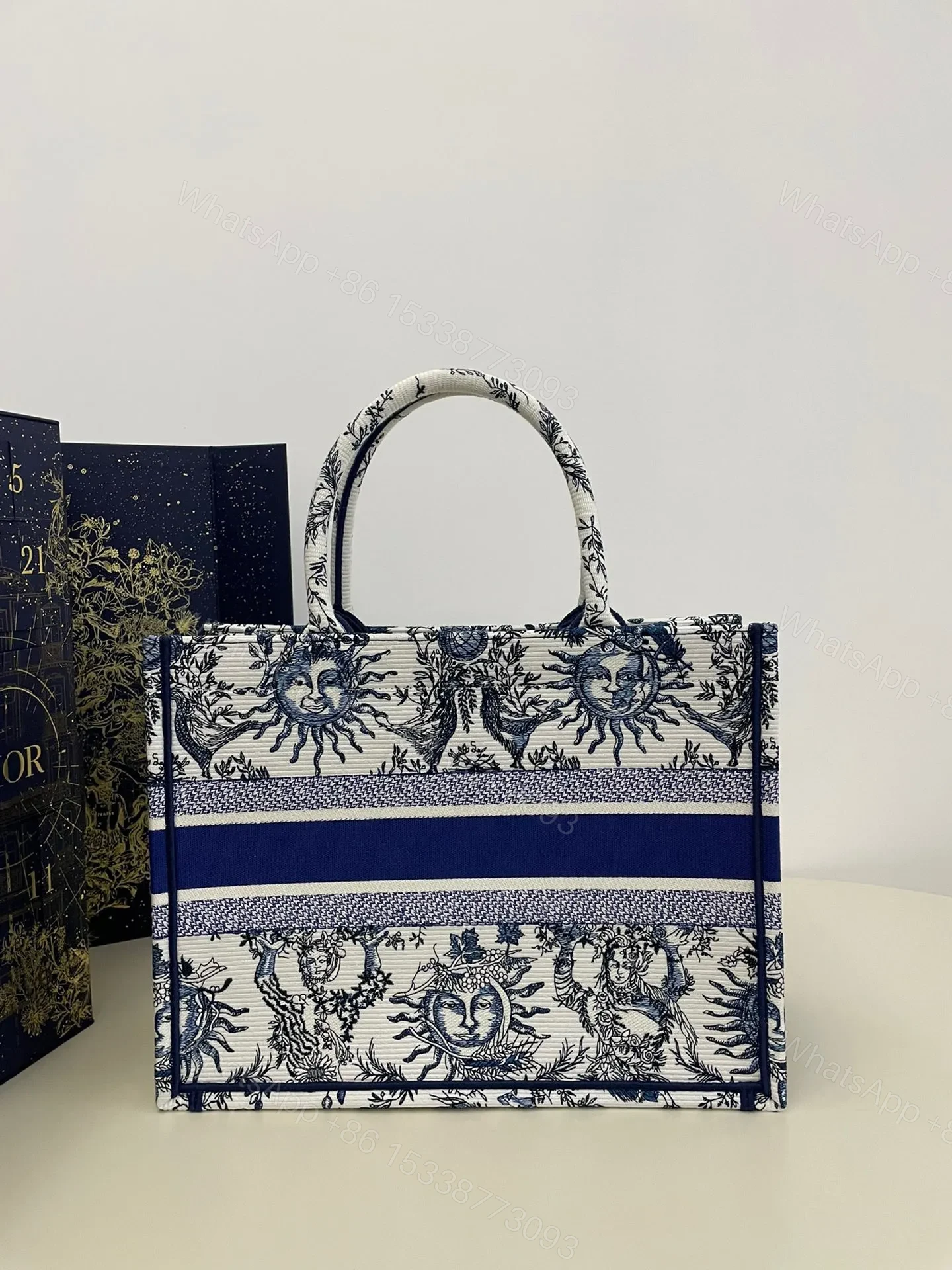 View 8 of Dior Book Tote Women’s Handbag Embroidered Fabric Size 36cm