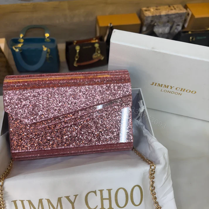 FIRST COPY JIMMY CHOO CANDY CLUTCH SHIMMER ROSE HANDBAG — view 2