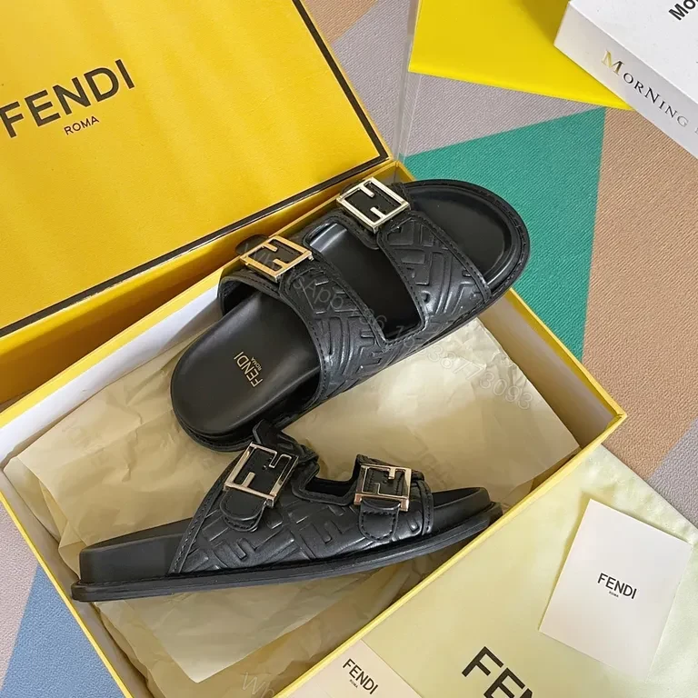 View 2 of Bold Textured Leather Slides with Hardware Detail - Luxury Menâ€TMs Slides