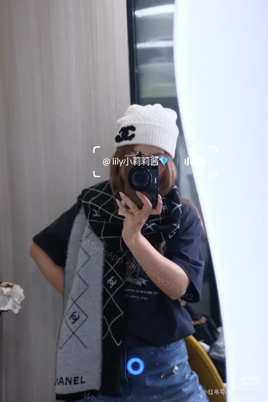 View 7 of Cozy Knit Beanie - Premium Logo Embroidery, Black/Off-White, Urban Luxe