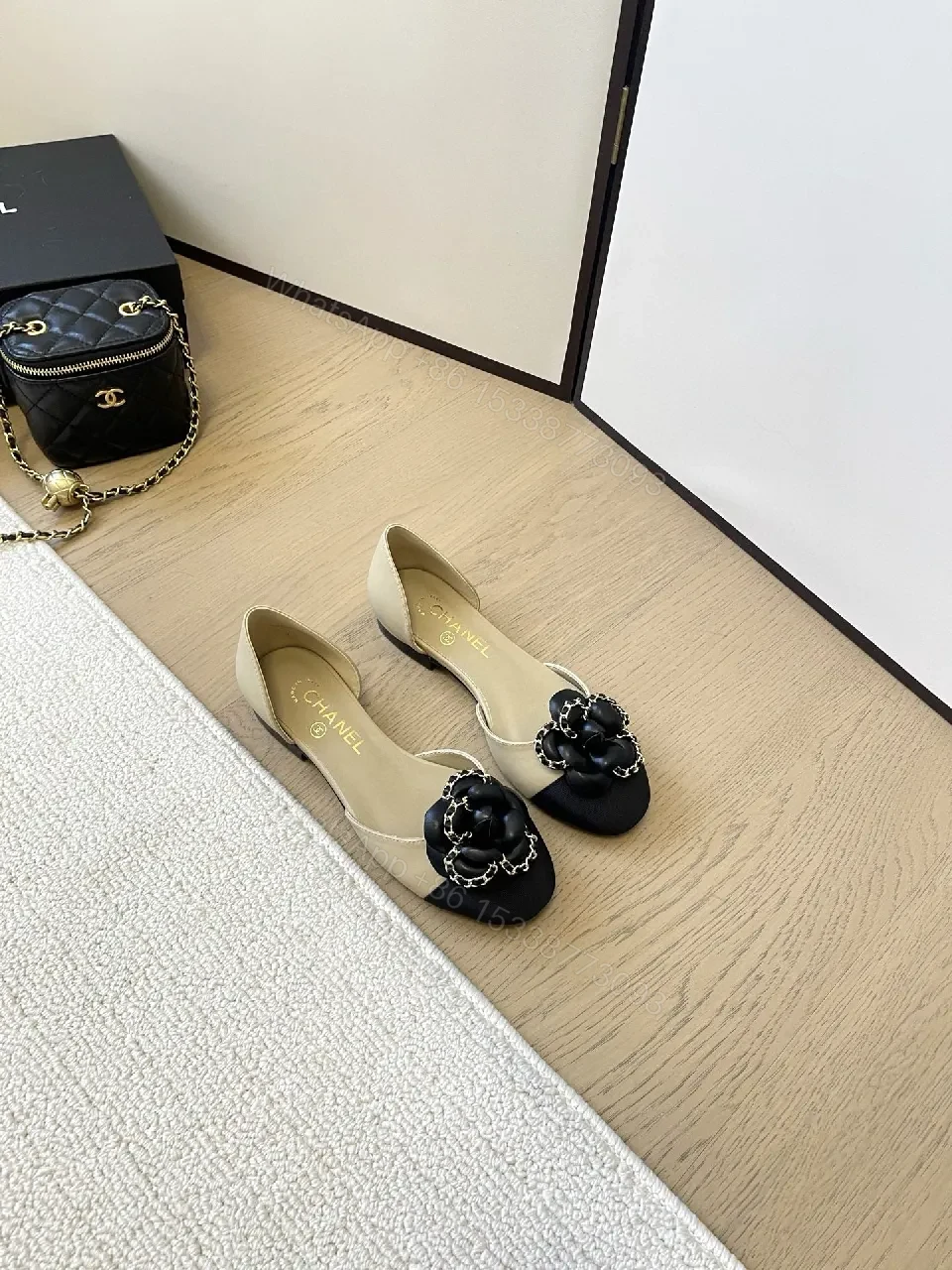 View 5 of Two-Tone D’Orsay Pumps with Bloom Embellishment - Elevated Minimalism