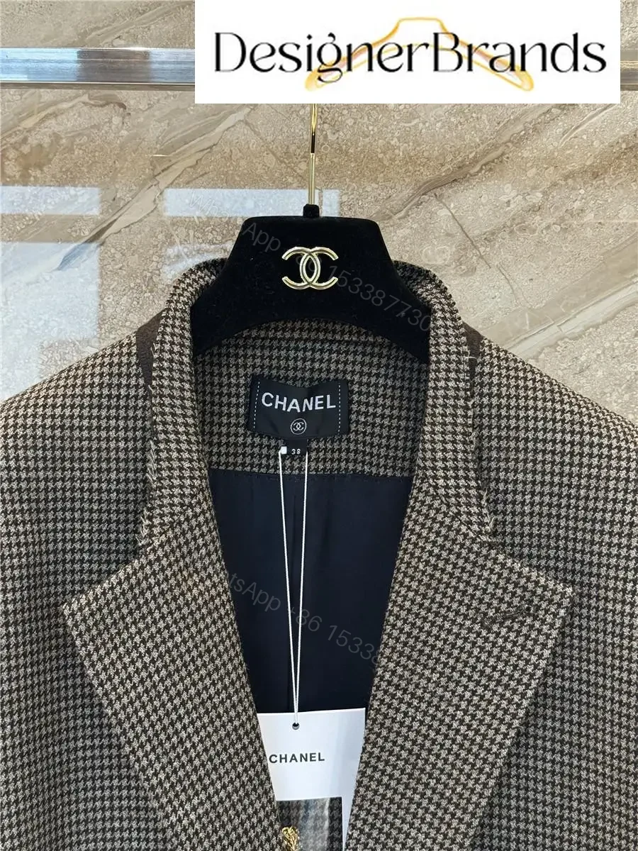 View 3 of Chanel Brown Houndstooth Cropped Jacket