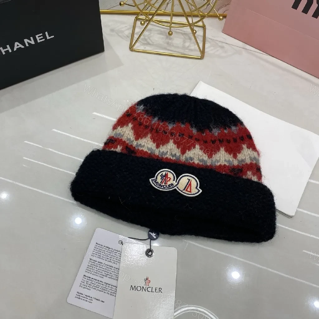 View 4 of Bold Knitted Beanie: Luxe Color-Block Winter Staples