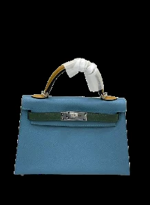 Hermès Mini Kelly Sellier 20 Tricolore handbag in Bleu Jean — view 1