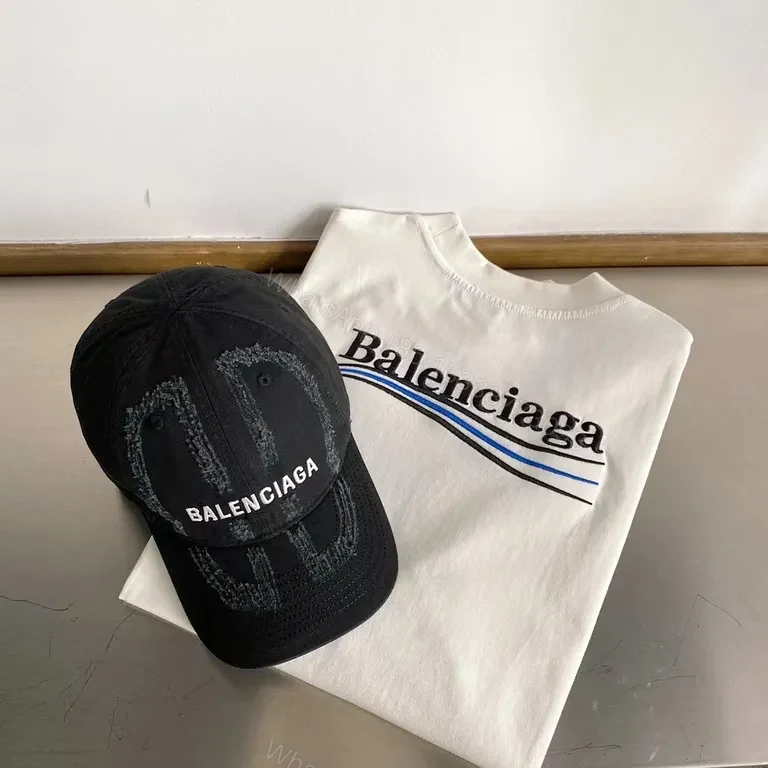 Balenciaga Logo Tee & Cap Set: Premium Luxury Casual Duo — view 1