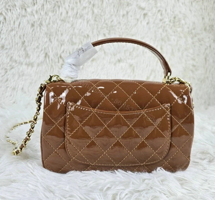 View 3 of Chanel Classic Flap Bag With Top Handle Brown B67890