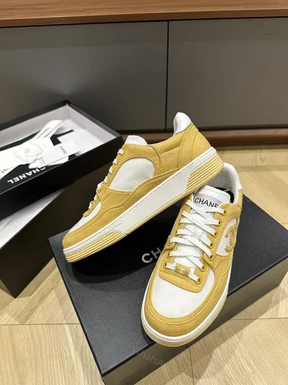 View 7 of Mustard Chanel-Quilted Suede High-Tops Sneakers