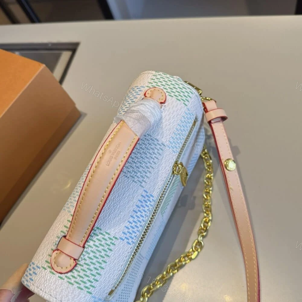View 6 of Louis Vuitton Pochette Métis East West Damier Light Blue 21Cm N40749