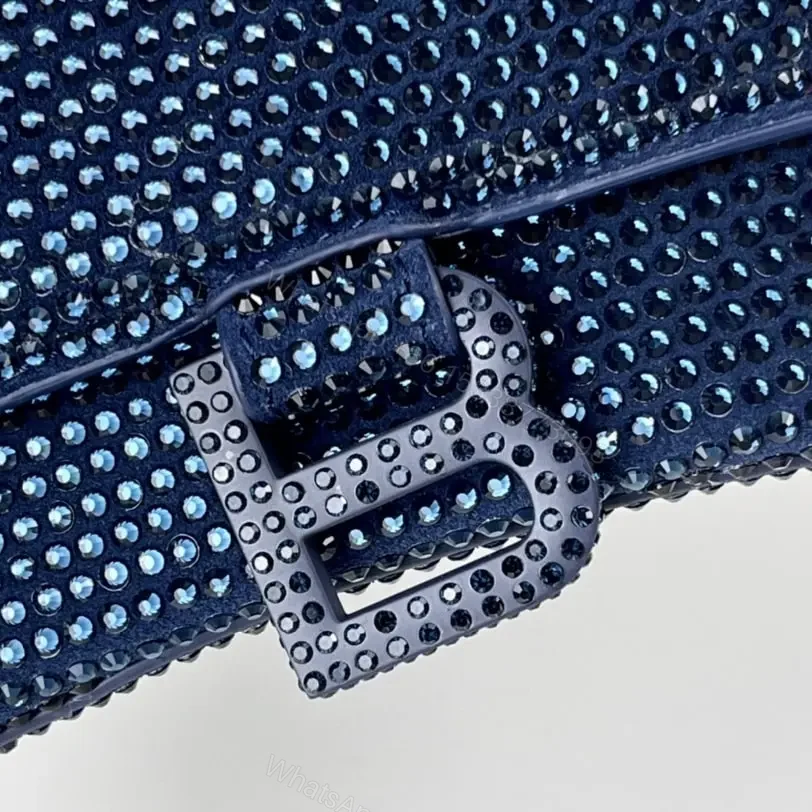 View 13 of 高仿Balenciaga*Hourglass系列沙漏包滿鑽深藍色S