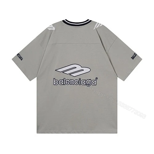 View 12 of Balenciaga Clothes 3B Silhouette Ribbed V-neck Printed T-shirt Black/Dark Blue/Gray