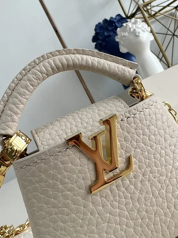 View 3 of Chic Ivory Mini Box Bag with Gold Chain and Logo