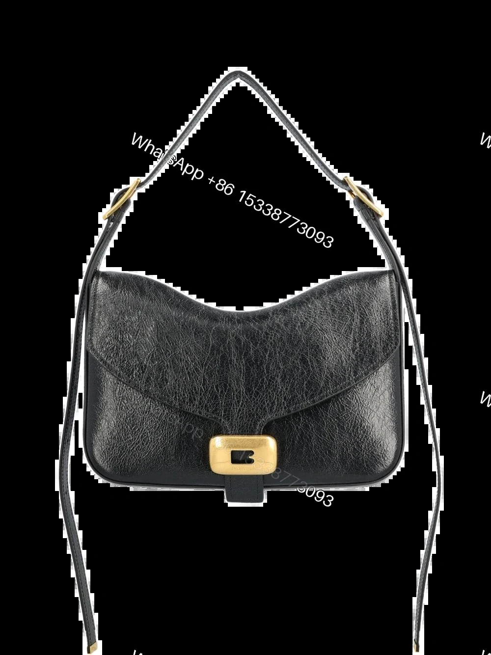 Balenciaga Replica Clicca Medium Black Leather Shoulder Bag — view 1