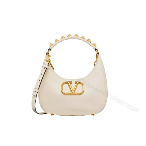 VALENTINO STUD SIGN CALFSKIN HOBO BAG IN WHITE 1W2B0K69EIMI16 — view 1