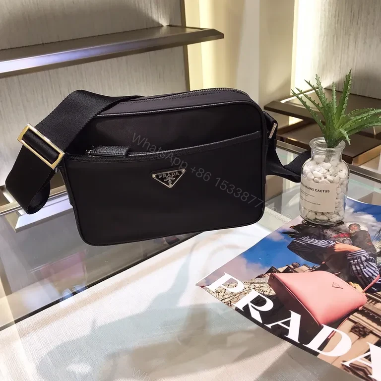 View 6 of Structured Black Crossbody: Luxury Nylon, Prada-Style, Compact, Everyday Carry