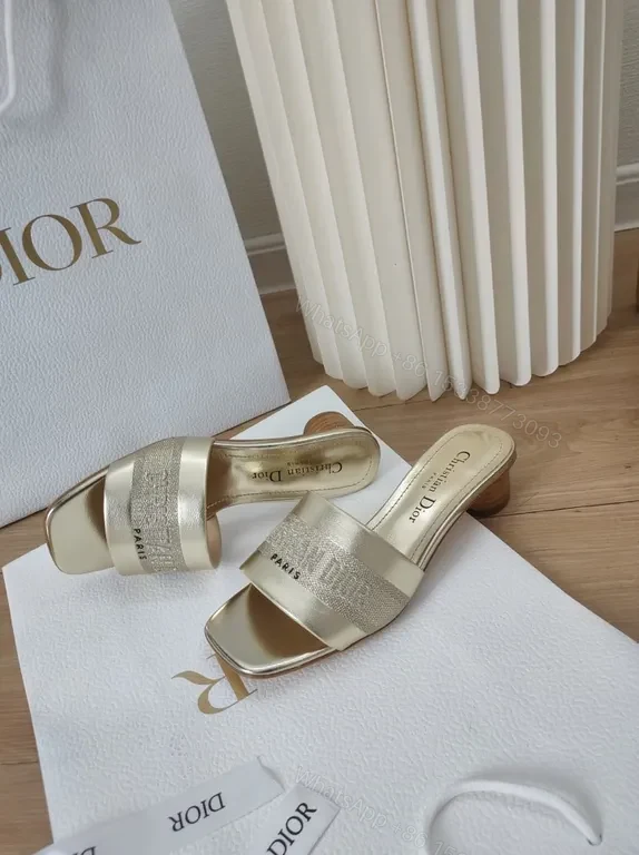 View 5 of Champagne Dior Minimalist Slides - Satin Strap, Luxury Comfort