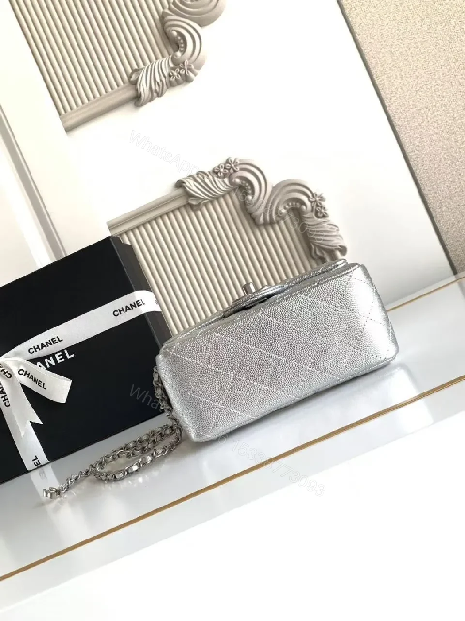 View 10 of Silver Quilted Crossbody: Timeless Italian Craft Bag