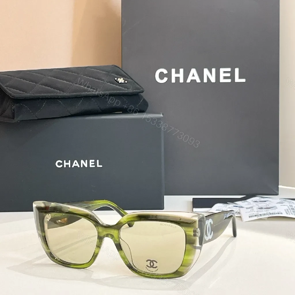 View 9 of Green-Tinted Frame Sunglasses with Brown Gradient Lenses, Modern Oversized