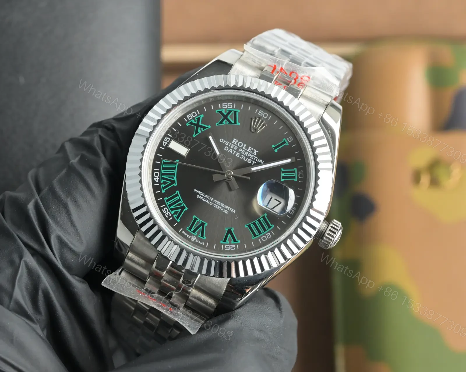 View 3 of Rolex Datejust 41 Stainless Steel Fluted Slate – Roman Grey Dial Jubilee 126334-0022