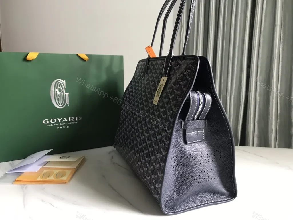 View 9 of Structured Luxe Tote: Goyard-Influenced Pattern, All-Day Sophistication
