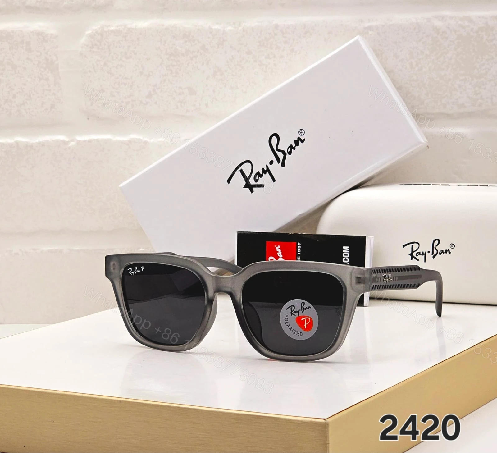 View 6 of Ray-Ban Square Sunglasses Black-Grey