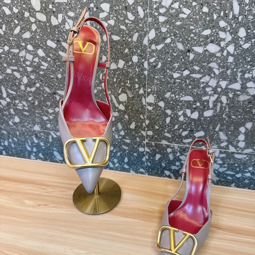 View 6 of Valentino Women Beige Leather Pointed Pumps