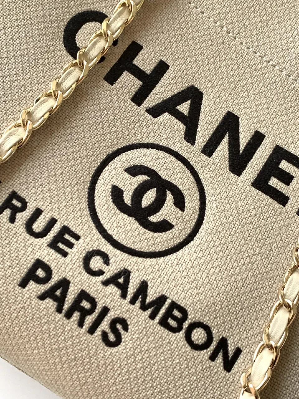 View 2 of Beige Canvas Tote: Chanel-Inspired Luxe Utility Bag