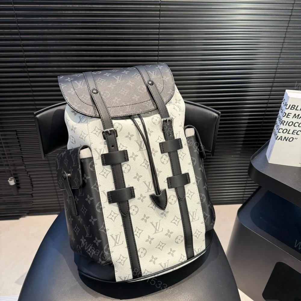 View 4 of Louis Vuitton Christopher PM Backpack Monogram Eclipse Black White 42Cm
