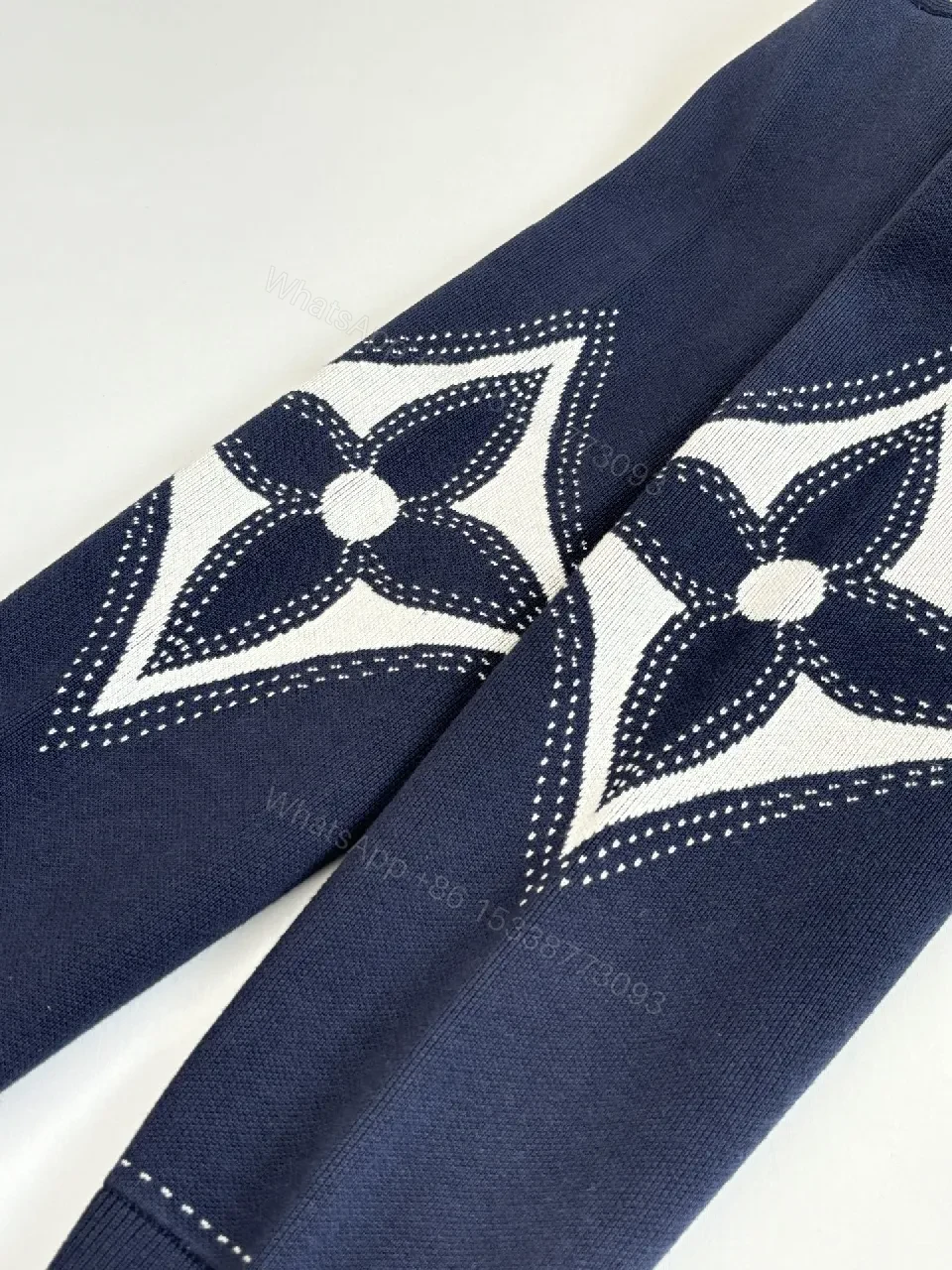 View 4 of Navy Corduroy Zip Hoodie with Luxury Logo Accent