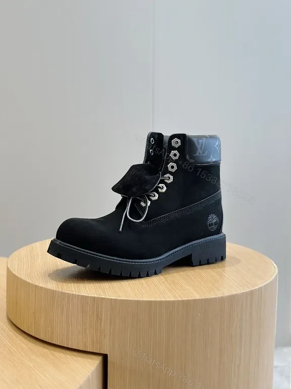 View 3 of Luxe LV-Accent Suede High-Top Boots, Rugged Comfort