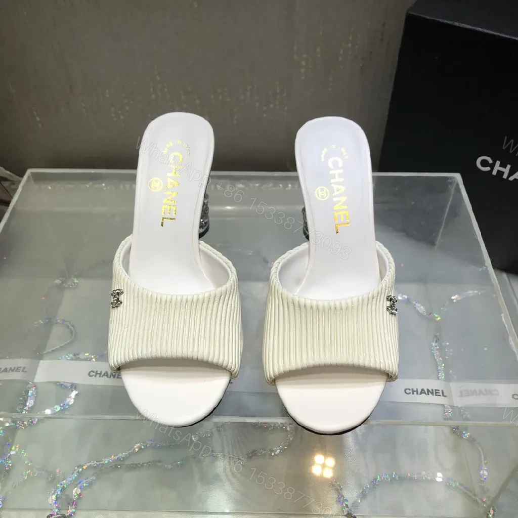 View 4 of Ivory Knit Slide + Textured Strap + Glam Block Heel + All-Day Comfort Slide