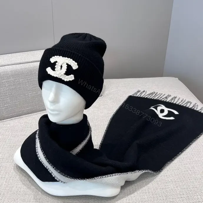 View 3 of Black-White Signature-Style Scarf Set: Luxe All-Season Comfort